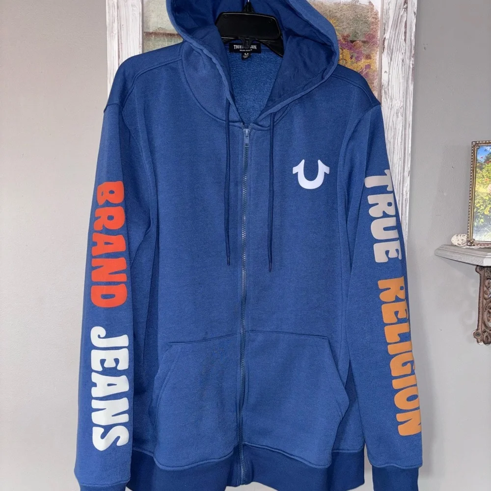 True Religion Men's Track Jacket Size XL Full Zip Hooded Great!